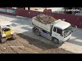 Amazing Best Mini Trucks Unloading Soil And Small Dozer Mitsubishi Pushing Landfill In Fence 40x40m