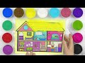 Sand painting and coloring miniature house with color sand