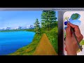 Easy landscape painting for beginners | Lake painting | Acrylic painting on canvas