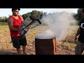 THIS IS AMAZING!! How to remove a tree stump with a 55-gallon drum! (Featuring Tool Review Zone)