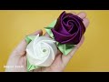 Beautiful satin ribbon rose flower craft. 💖 리본으로 아름다운 장미꽃 만들어 보세요.