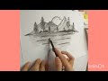 how to draw a beautiful landscape step by step /easy scenery drawing #charcoalpencildrawing