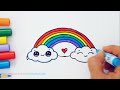 How to Draw a Rainbow and Clouds Easy with Coloring