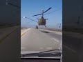 Helicopter flight on the highway of Iran