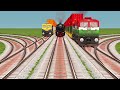 Nine Trains Crossing By Curved Branched🔸️ Railroad Crossing Tracks | Trains Crossing