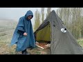 -46° Solo Camping 4 Days | Snowstorm & Winter Camping Hot Tent | Alone with My Dog in Forest