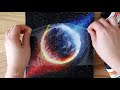 Black Canvas Painting Tutorial | galaxy planet | Acrylic Painting Tutorial For Beginners #72