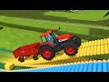 MINI & BIG POLICE TRACTOR & TRAILER vs PORTAL TRAP! CANOLA TRANSPORTING - PARKOUR COLORS! ! FS22