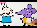 Draw and Color Peppa Pig, Her Family and Friends 🐷🐱🐑🐰🐶🐴🦓🦊🐘 Drawings for Children