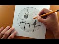 Como fazer desenhos de paisagem gato a lápis de carvão com facilidade | Desenho Escola Desenho