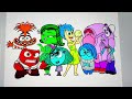 Inside Out 2 Coloring Pages | Coloring Sadness Anger Nostalgia Anxiety Envy Embarrassment Joy