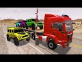 Flatbed Trailer new Toyota Cars Transportation with Truck - Pothole vs Car #4 -  BeamNG.Drive