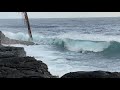 Hawaiian Ocean Waves Pounding a Lava Rock Shore