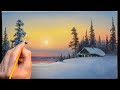 👍 Acrylic Landscape Painting - Winter Sunset / Easy Art / Drawing Lessons / Satisfying Relaxing