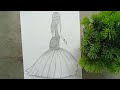 How to draw a girl beautiful fishcut dress - Step by Steppencil drawing // simple drawing