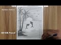 How to draw Scenery of Dolphin in Beach - Sunset Scenery Drawing with Pencil Sketch