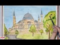 Hagia Sophia painting| how to paint Hagia Sophia step by step painting| #watercolorpainting