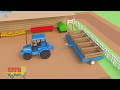 Construction Vehicles build house for Dog-Tractor, dump truck & excavator for Kids.