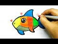 How To Draw Shark with Rainbow Colors for Kids. | Kids Art Cafe,5