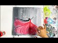 How To Paint Lady in Red | Acrylic painting for beginners step by step | Paint9 Art