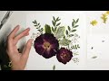 Pressed Flower art making 'Winter Bouquet'. Creating with natural materials