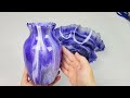 Purple and Silver Resin Vase and Bowl