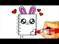 How to Draw a Cute Bunny Notebook for Kids easy step by step
