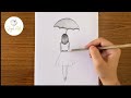 How to draw a girl with umbrella step by step / Easy drawing for girls step by step