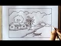 Village scenery drawing tutorial with pencil✏️ || গ্রামের দৃশ্য আঁকা || Sketch scenery drawing ideas