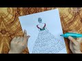 Girl Drawing with Designed Dress | How to Draw a Girl Step by Step | Pencil Drawing Tutorial |