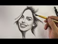 How to Draw the Portrait of girl with Smile ( graphite pencil)