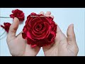 DIY, Making Stunning Classic Maroon Roses | 4K | Extraordinary Flowers | Satin Crafts | CyzecoSRF#10