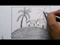 How to draw a beautiful scenery/ Easy scenery drawing step by step / pencil sketch scenery drawing