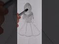 Pencil Sketch of a Girl in a Dress back side drawing- Step by Step #youtubevideos