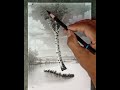 How to draw birch tree of spring summer landscape by pencil.