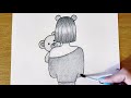 How to draw a girl with teddy bear | New drawing 2022 | Easy girl backside drawing