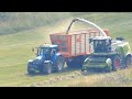 Claas Jaguar 940, New Holland, John Deere, Case IH, Valtra and Zetor grass forage in the hills