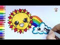 Draw and Color a Sun, a Rainbow, a Cloud 🌨️🌈🌞 Drawings For Kids @supereasydrawings