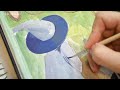 Witch and Treehouse / Gouache Painting / Relaxing Painting Video / Paint with Me / Gouache Tutorial