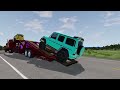 Double Flatbed Trailer Truck vs Speedbumps | Train vs Cars | Tractor vs Train | BeamNG.Drive #8