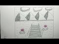 How to draw a beautiful scenery/easy scenery drawing step by step/pencil sketch scenery step by step