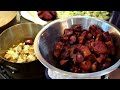 Red beans with smoked ham hocks.