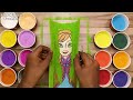 Sand Painting Coloring Anna Frozen Princess For Kids And Toddlers || Disney Frozen Anna Sand Art