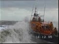 RNLI  lifeboat launch in rough sea