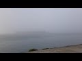 Foggy ship launch