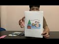 Instructions for coloring a picture of a cartoon pig wrapping Christmas gifts