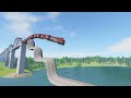 Impossible Stairs Rail Tracks Vs Trains Crossing Deep Water- BeamNG.Drive
