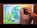 How to draw world environment day poster, Save nature drawing easy