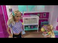 Barbie and Ken in Barbie Dream House with Barbie's Sister Chelsea: How to Take Care of Baby
