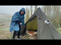 EXTREME Winter SNOW STORM -40C WINTER CAMPING WINTER STORM hits HOT tent. FREEZING wind